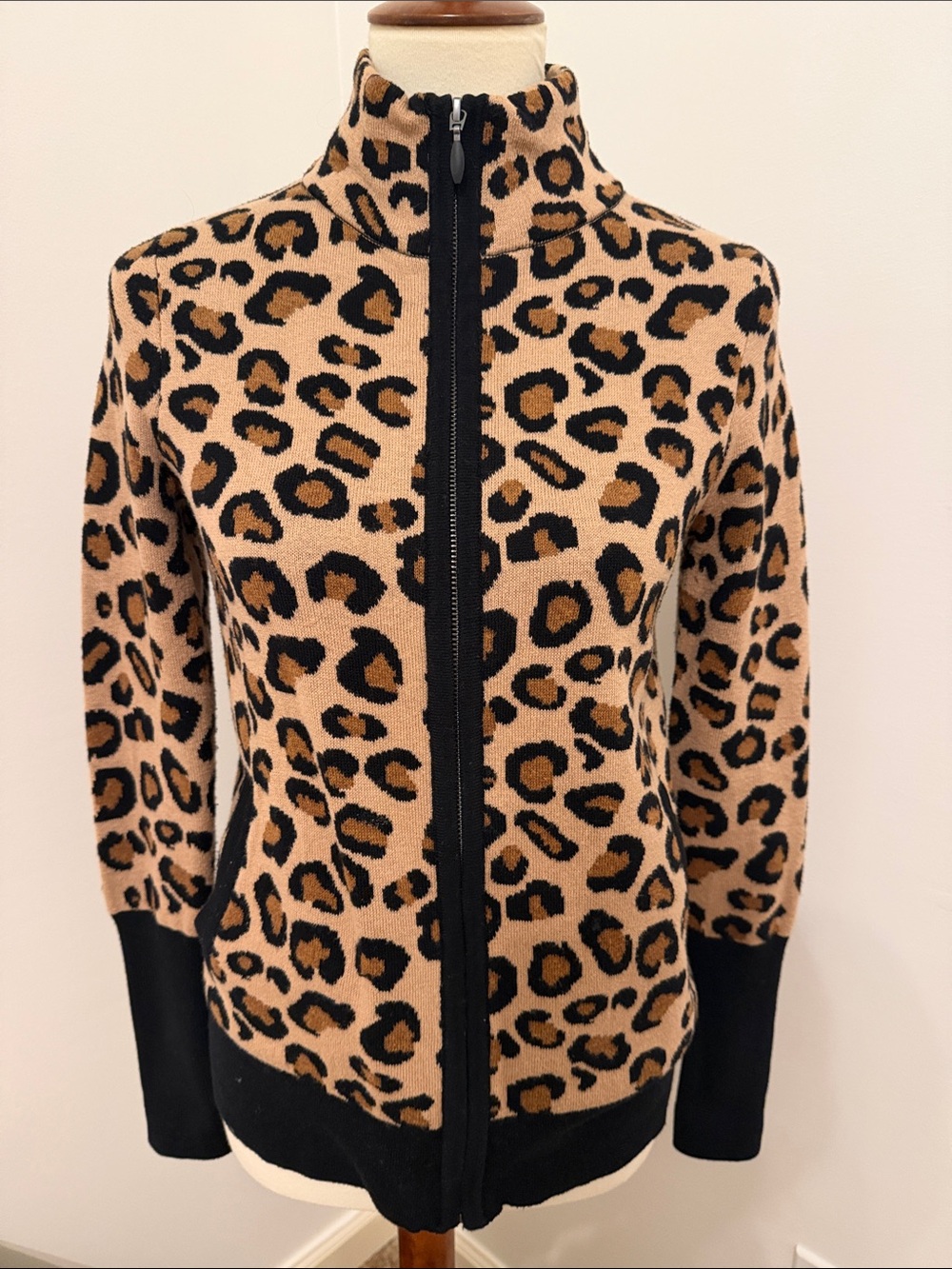 Rachel Zoe Leopard Print Zip-Front Bomber Jacket - Tan & Black